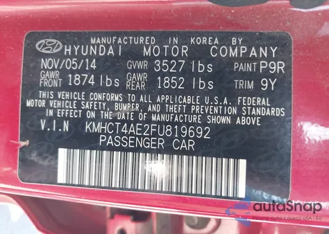 2015 Hyundai Accent Gls z USA, uszkodzony, nr VIN KMHCT4AE2FU819692